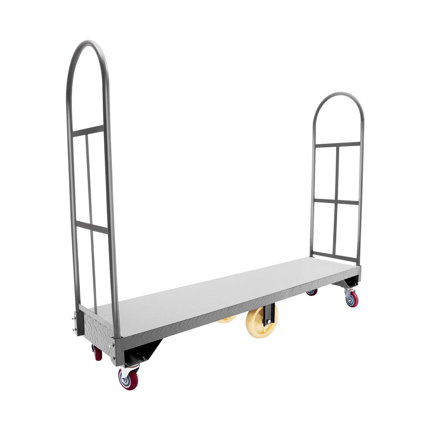 U-Boat Platform Truck Dolly, Heavy Duty Steel Deck Utility Cart with Dual Removable Handles 64.6x15.7inches Hold Loads Up to 2000 lbs