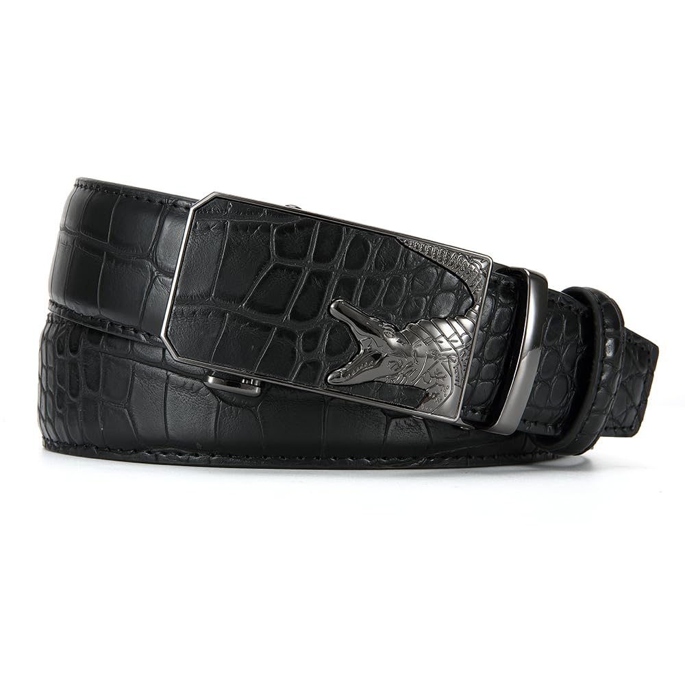 YOORAN Mens Ratchet Belt Mens Dress Belt Leather 1 3/8" Casual Work Jeans Golf with Gift Box