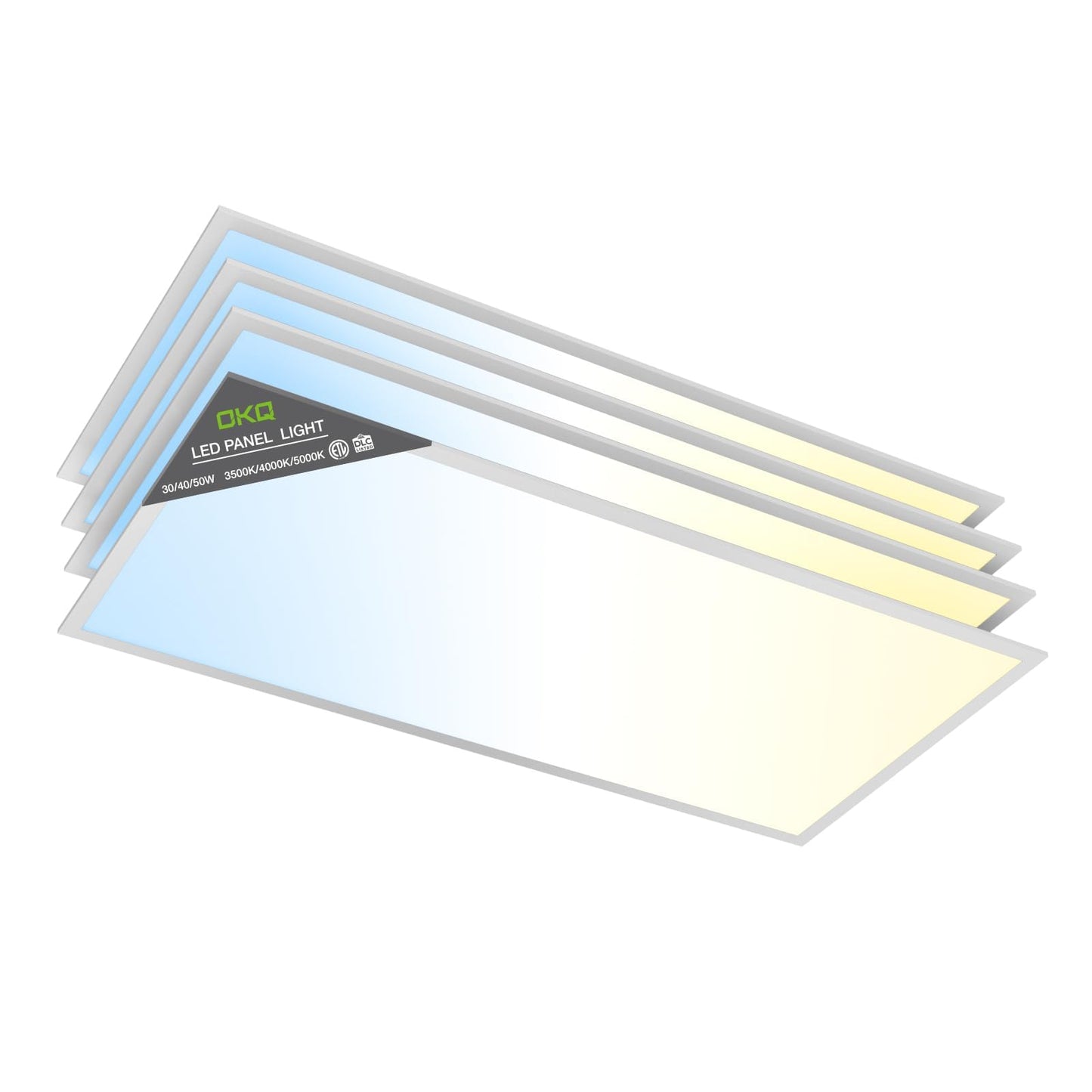 OKQ 2x4 LED Flat Panel Light Drop Ceiling Office Fixture, 30/40/50W Selectable, 5000K 5CCT Switchable, 0-10V Dimmable, 24x48 Inch LED Flush Mount Ceiling Light, ETL Listed 4 Pack