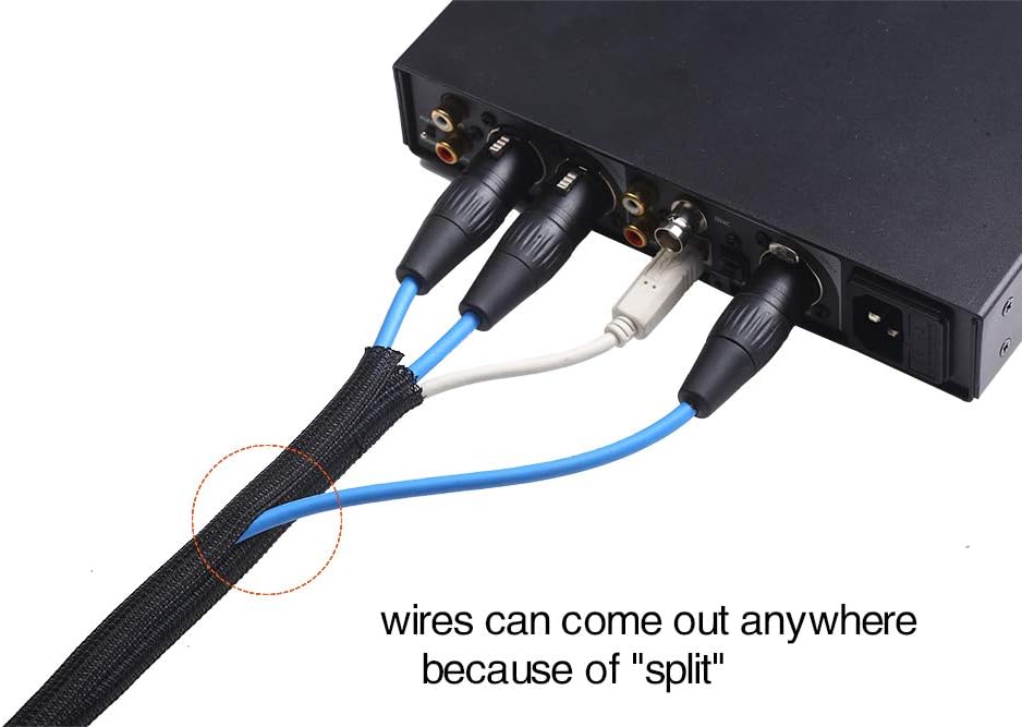 Alex Tech 10ft 1/2 inch - Cord Protector Wire Loom Tubing Cable Sleeve Split Sleeving For USB Cable Power Cord Audio