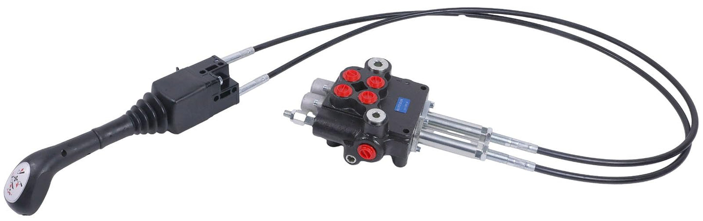 Solarhome Hydraulic Control Valve Kit,Cable Remote Control Valve Kit with 2 Spool Valve 80lpm/ 21gpm and 2 Cables Remote Joystick