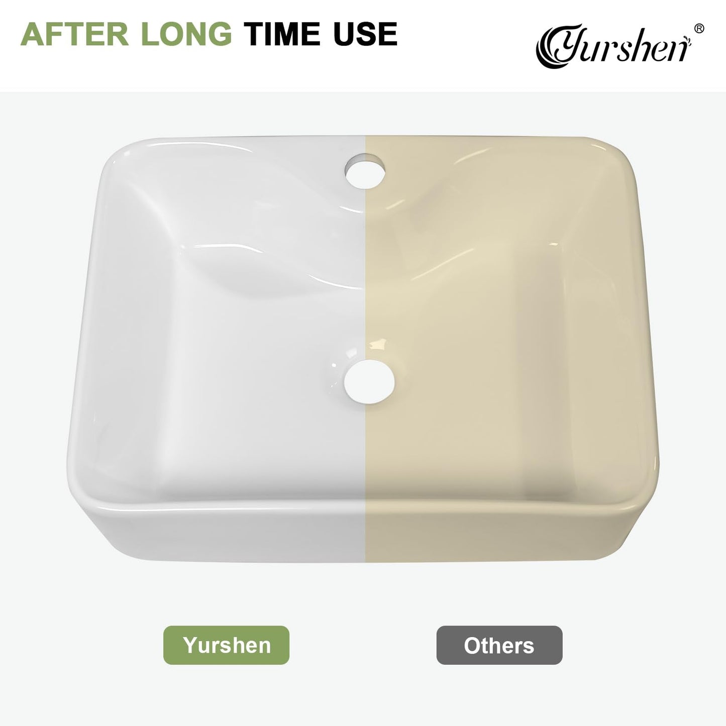 Yurshen 19 Inch Bathroom Sink with Black Faucet- 19"x15" White Ceramic Bathroom Vessel Sink Above Counter Ceramic Sinks Bowl Classic White Glossy Porcelain Sinks