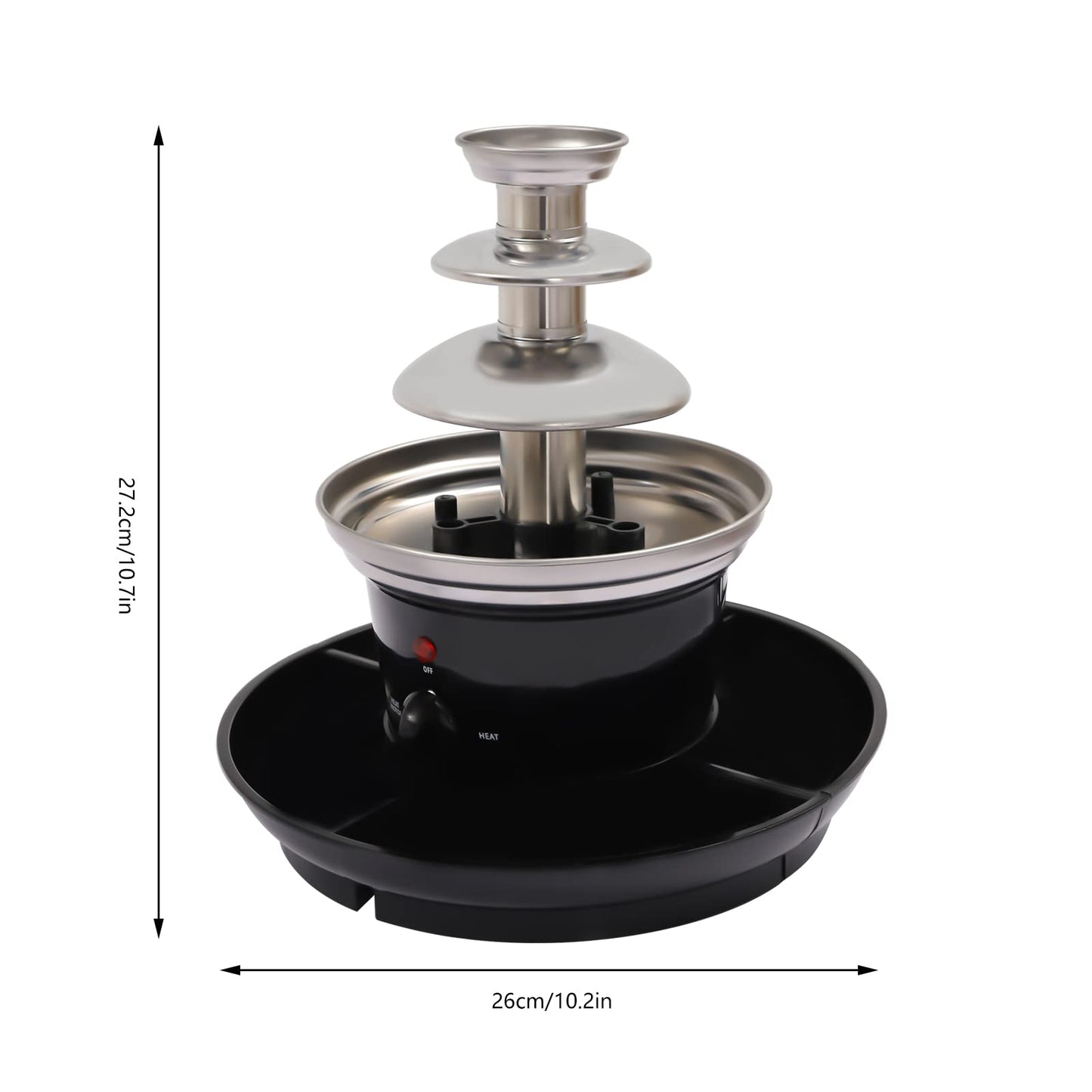 3 Tier Chocolate Fountain Machine, 40W 120V 1Lb Capacity Electric Chocolate Fondue Fountain Machine Stainless Steel Electric Melting Machine with Fruit Plate for Family Gatherings Weddings Birthdays