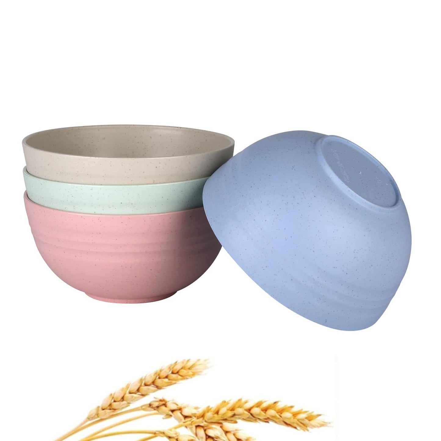 WANBY Lightweight Wheat Straw Cereal Bowls Unbreakable Dinner Dishes Bowl Set Dishwasher & Microwave Safe (Small 4 Pack 4.5')