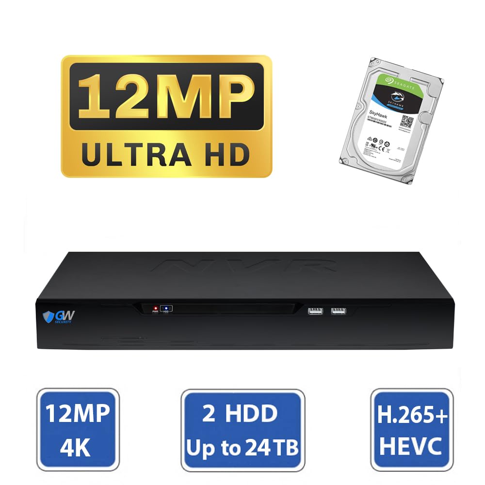 GW Security 8 Channel 12MP NVR UltraHD 4K Face Recognition NDAA & TAA Compliant Security Camera System with 8 x 8MP @25FPS Waterproof PoE Dome Cameras, 10 Smart AI Functions