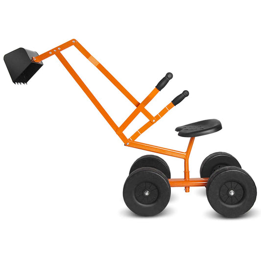 HONEY JOY Ride on Sand Digger, Metal Sit on Crane Sandbox Digger Toy with Seat & Handle, Toddlers Excavator Ride on Toy for Backyard, 4 Wheeler Kids Big Digger Backhoe for Boys Girls