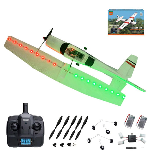 Park10 Toys RC Airliner F949pro 3CH 3D6G RC Plane for Beginner 1020 Motor 2.4GHZ LED RC Airplanes for Adults CESSNA-182 RTF RC Glider with 2 Batteries Replaceable Parts (LED 2BSL)