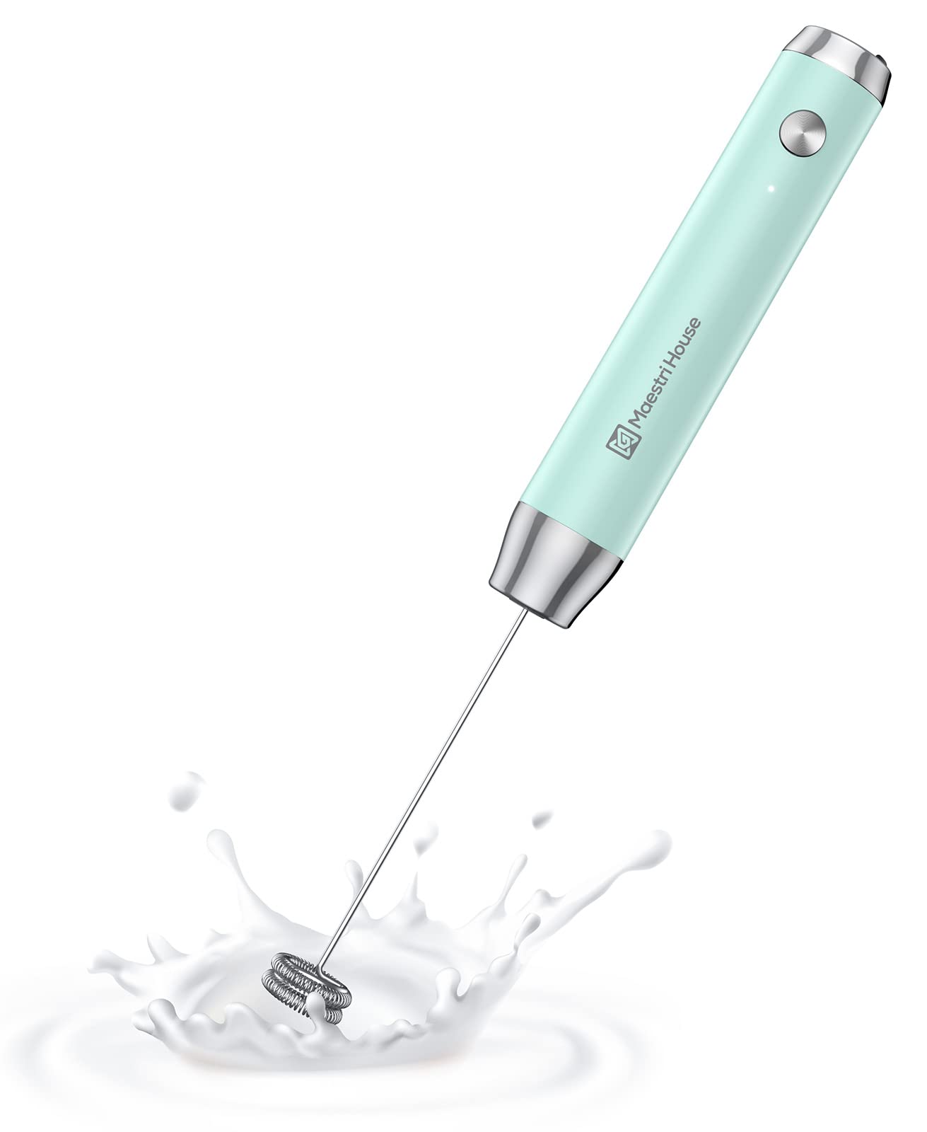 Maestri House Rechargeable Milk Frother, LunaFro NS Handheld Electric Foam Maker Waterproof Detachable Stainless Steel Whisk Drink Mixer Foamer for Lattes, Cappuccino, No Stand