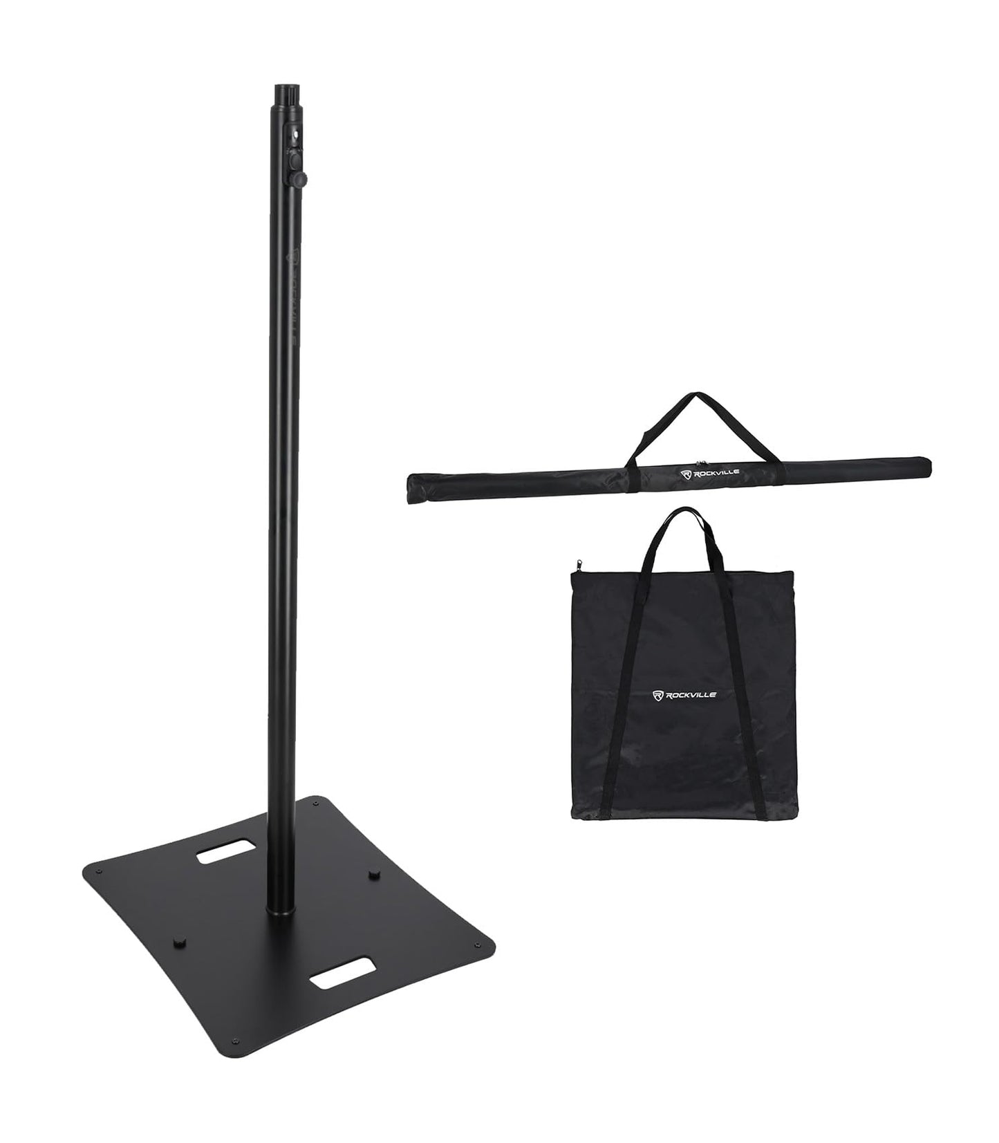 Rockville RLF2 10 Ft Multi-Purpose Speaker/Lighting/Projector Stand, Flat-Base, Air Cushion System, Tiltable Projector Tray, for DJs and Event Professionals