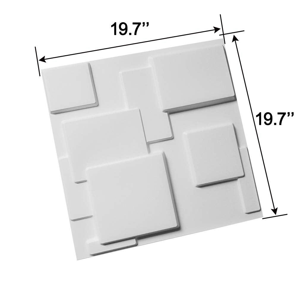 Art3d Decorative Tiles 3D Wall Panels for Modern Wall Decor, Magic Square-White, 12 Panels 32 Sq Ft