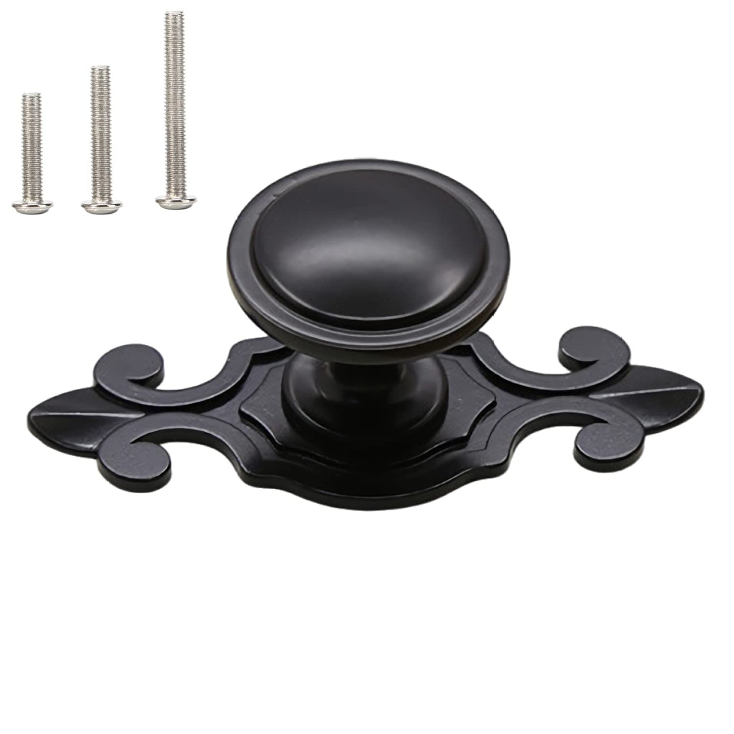 HUAMULAN 10 Pack Knobs,Vintage Dresser Kitchen Cabinet Pulls Zinc Alloy Base Backplate Cupboard Wardrobe Drawer Door Handles,Black Base