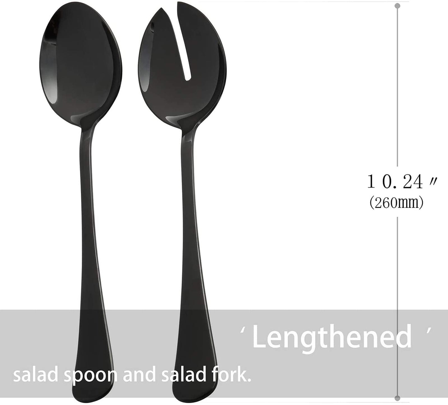 culterman Black Serving utensils set. Stainless Steel Hostess Flatware Sets 7-Piece Includes Silverware Large Salad Spoons,Forks,knifes.Dishwasher Safe.