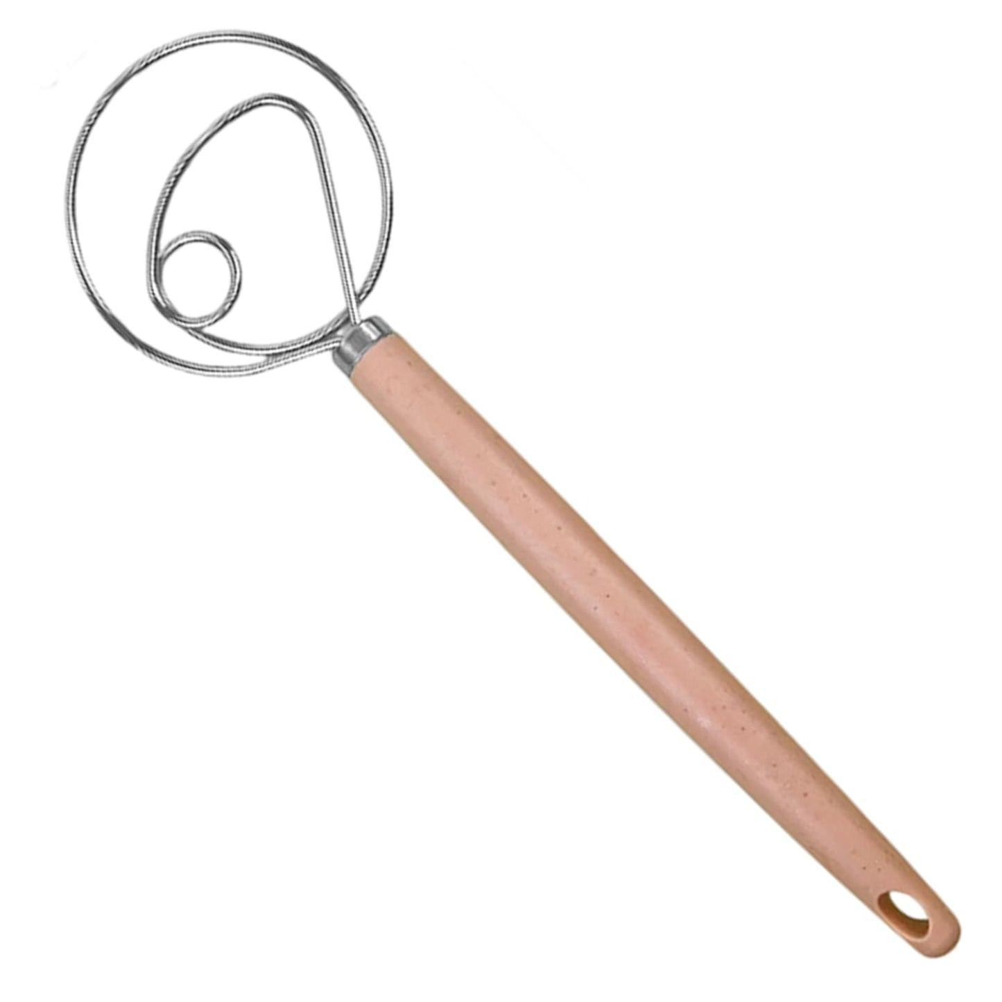 Stainless Steel Dough Whisk with Wood Handle,Premium Bread Whisk for Baking, Rust-Proof Kitchen Utensil