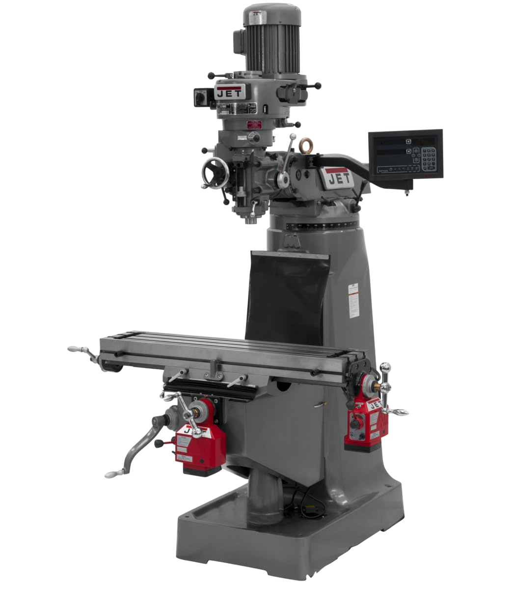 JET Vertical Milling Machine, Newall NMS800 DRO, X & Y-Axis Powerfeeds, 115/230 1Ph (Model JTM-2)
