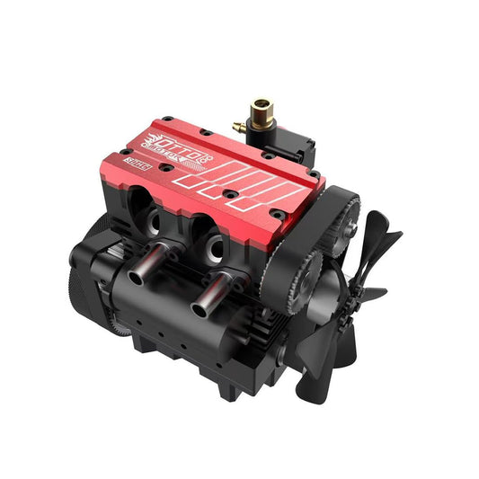 OBIOCKIDAY Mini Engine Kit That Runs, OTTO Motor FS-L200AC Engine Model Kit Inline Double-Cylinder Four-Stroke Air-Cooled Metal DIY Assembly L2 Engine Set, Decor Gift for Adults