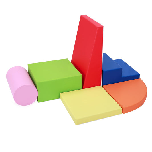 6-Piece Soft PU Leather Toddlers Climbing Toys for Baby - Kids Foam Climbing Blocks for Toddlers Indoor - Climb & Crawl Soft Foam Block Activity Play Set - Toys for Kids Crawling Sliding (Colorful)