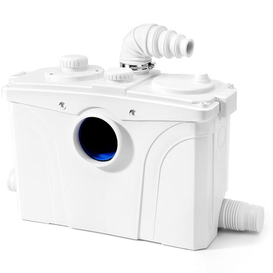 1.2HP Macerator Pump with PCB Function Toilet Pump Utility Sink Pump Upflush to 32.8FT 2500GPH Macerating Toilet System with 4 Water Inlets 1 Outlets for Toilet Sink Shower Laundry Kitchen Basement