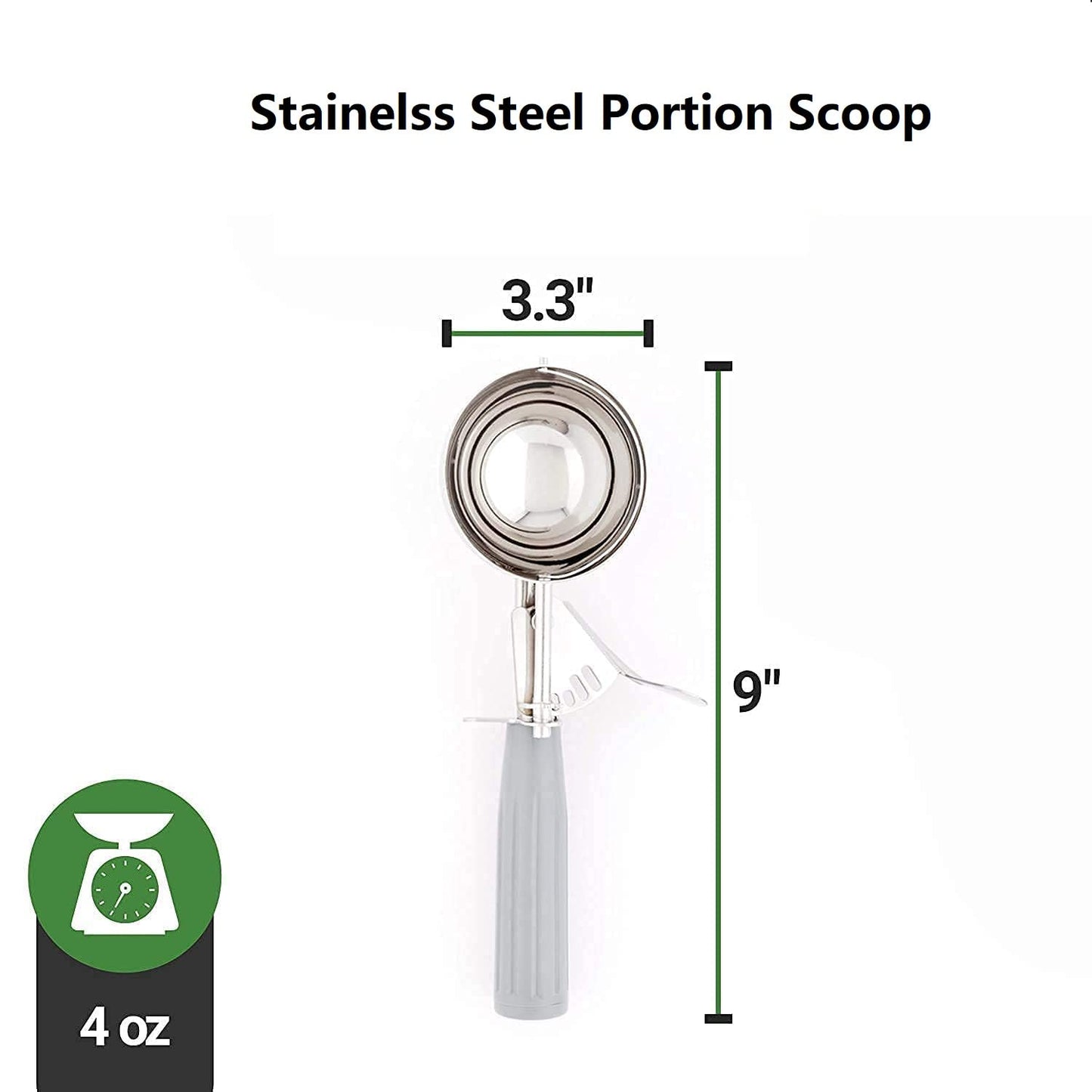 2Pack 4 OZ Portion Scoop Ice Cream Disher with Trigger Release, Stainless Steel Cookie Scoops for Portion Control, Half Cup Scoop for Pastry Dough, Cupcake Batter