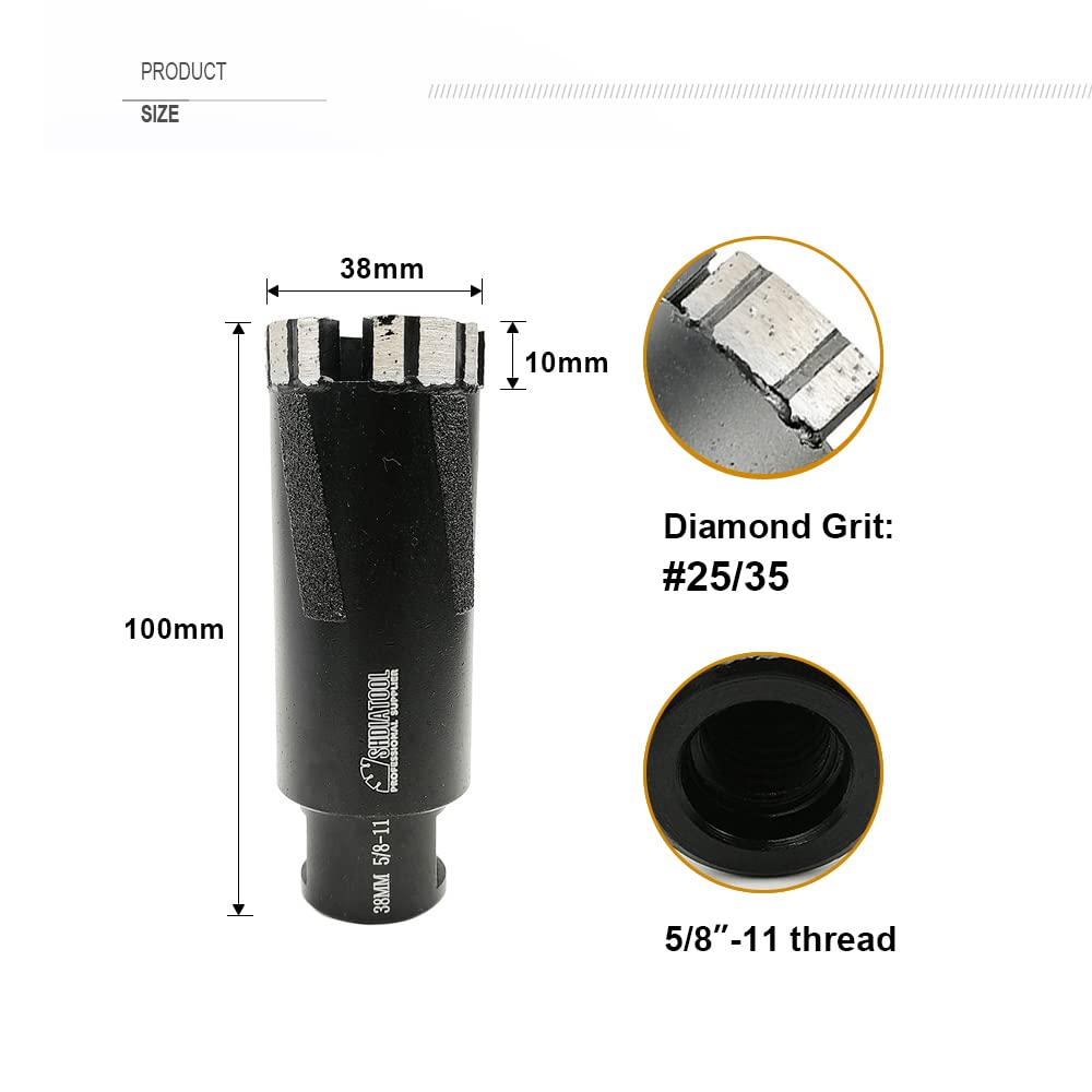 SHDIATOOL Diamond Core Drill Bits 1-1/2- Inch Hole Saw for Hard Stone Concrete Marble Granite