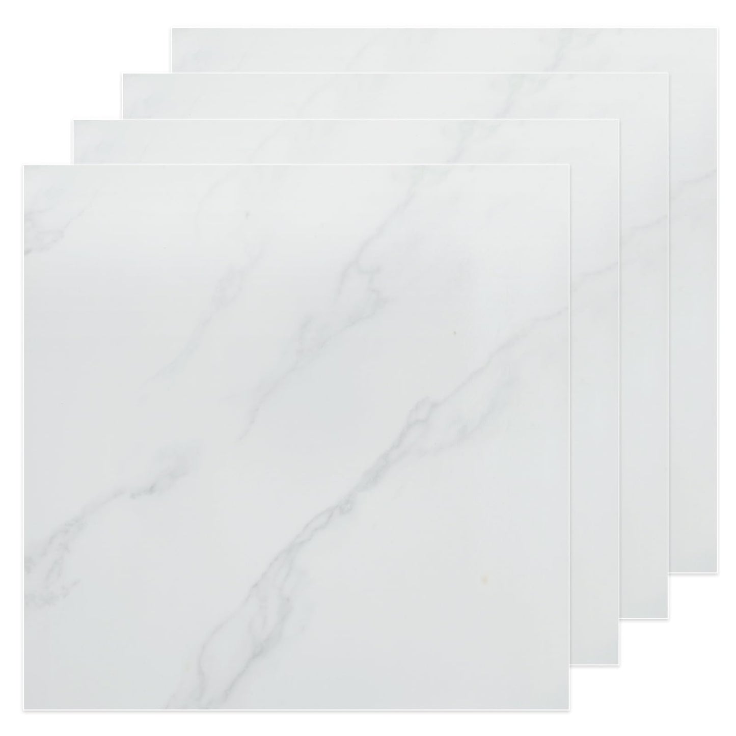 AKOLAFE 40 Sheet Vinyl Flooring 12x12 Inch Peel and Stick Floor Tile Waterproof White Marble Vinyl Floor Tiles Clearance Self Adhesive Floor Tiles Sticky Laminate Flooring Stick on Bathroom Kitchen RV
