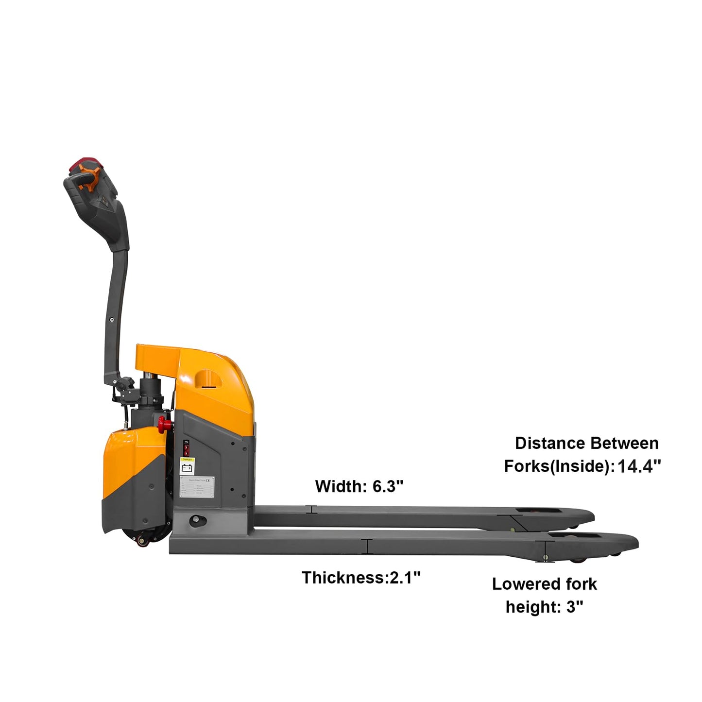 APOLLOLIFT Electric Pallet Jack, 3300lbs Capacity 48" x27" Forks Full Electric Pallet Jacks with Emergency Key Switch Pallet Truck for Narrow Space