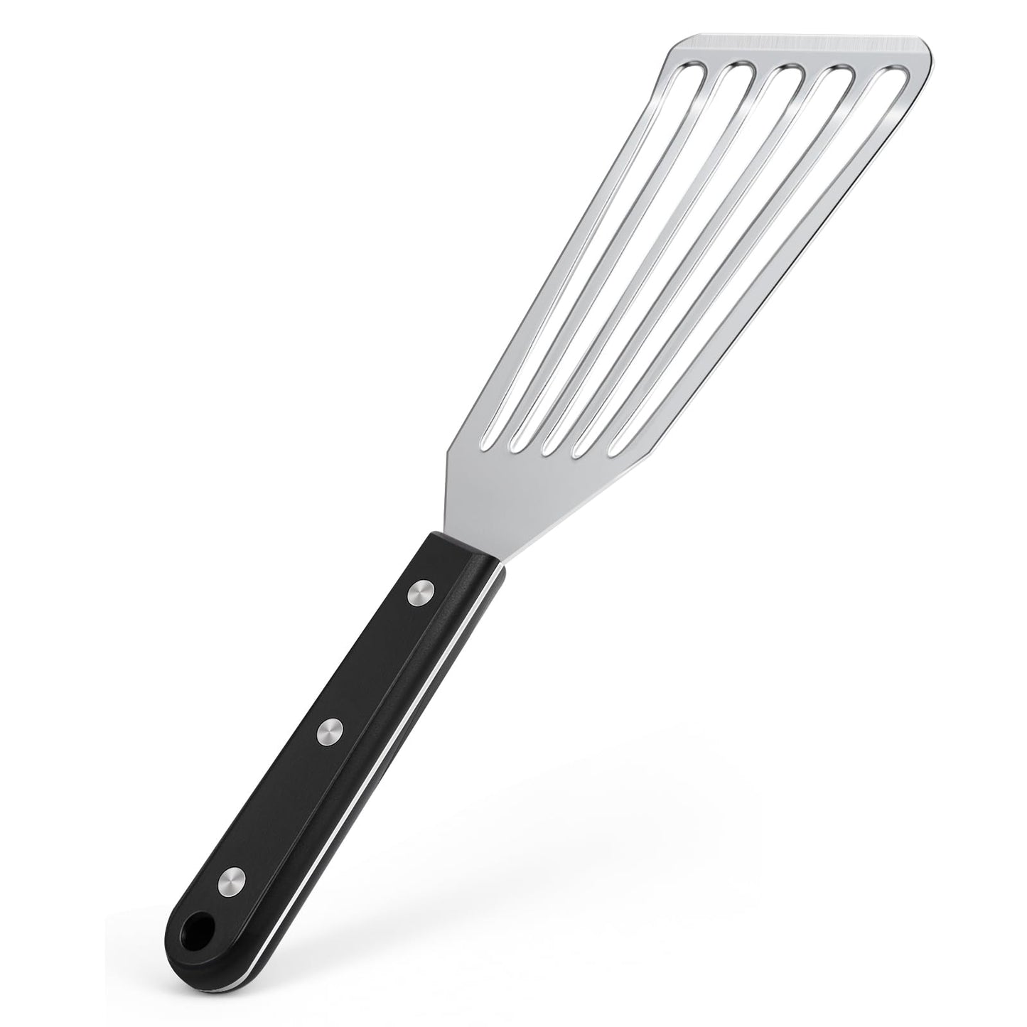 Newness Metal Fish Turner Spatula Stainless Steel for Kitchen Use, Small Griddle Egg Spatula, Flexible, Polished Metal, Corrosion Resistant, Kitchen Slotted Turner with Thin Edge Ideal for Turning,11"