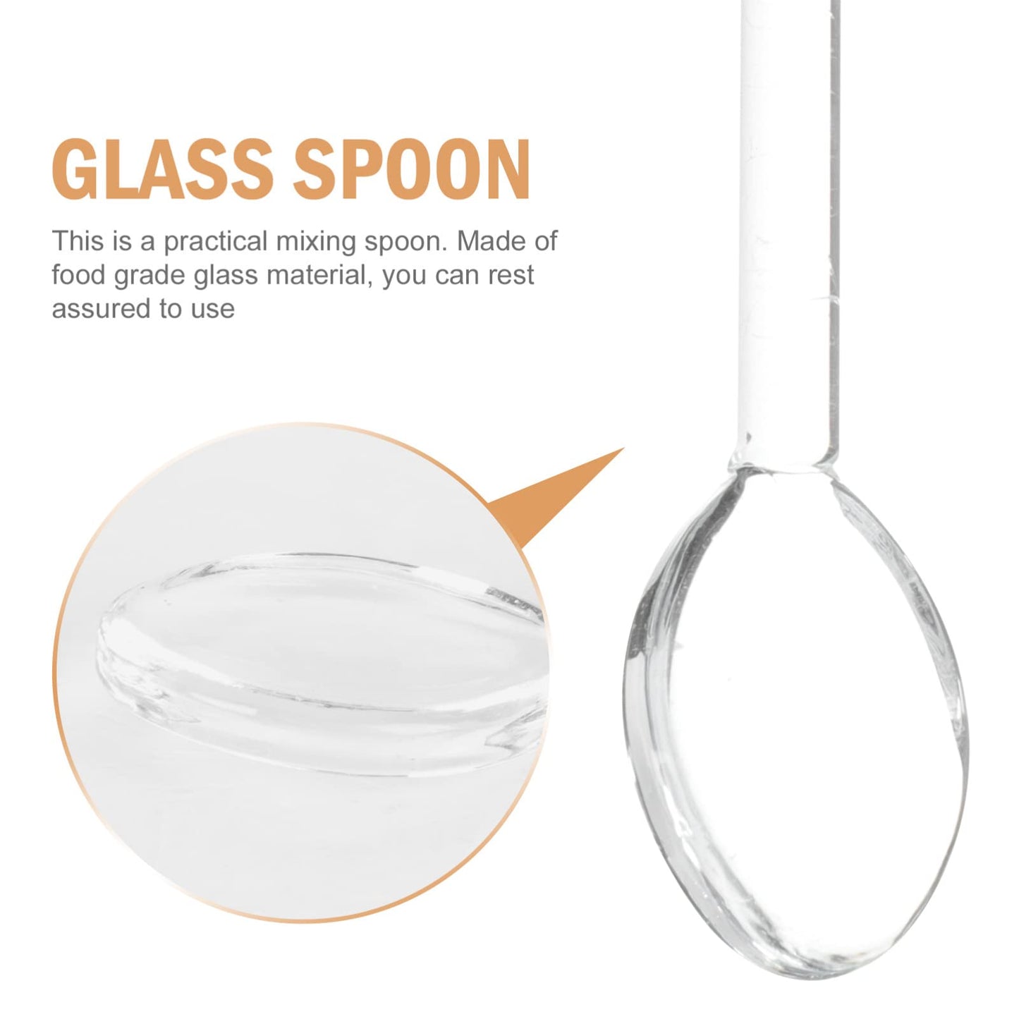 STOBAZA 6Pcs Coffee & Espresso Spoons Glass Stirring Teaspoons 5.58 Inches Stirring Rod Mixing Spoon Ice Tea Stirrers for Coffee Tea Sugar Home Bar Party, Clear