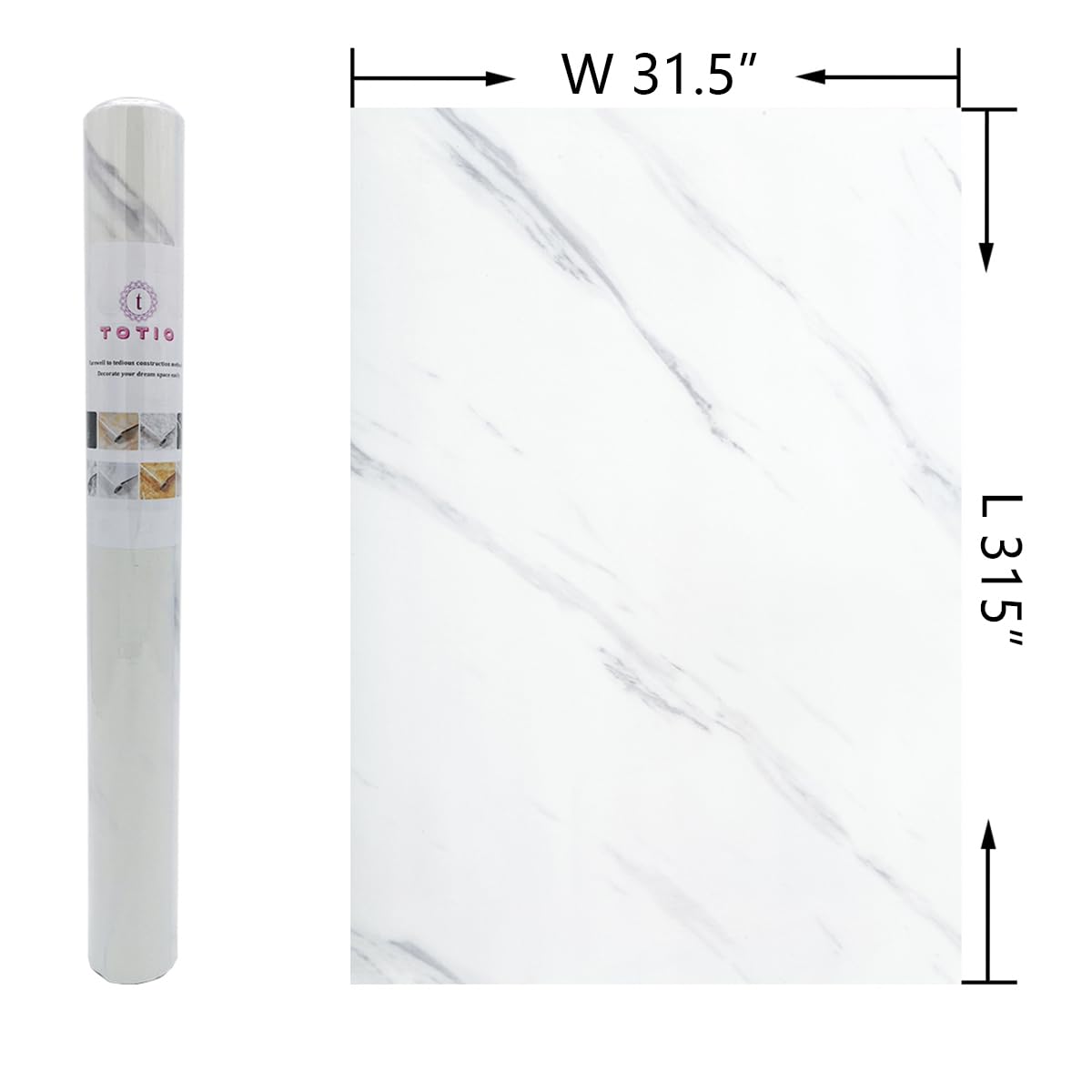 TOTIO 31.5x315inch Extra Wide White and Grey Marble Granite Look Wallpaper Peel and Stick Countertop Contact Paper Waterproof Wall Paper Thicker Self-Adhesive Vinyl Wall Stickers [Ivory White,Smooth]