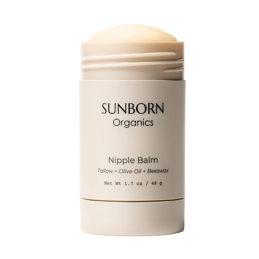 Sunborn Organics Nipple Balm | Nursing-Safe Lanolin-Free Nipple Cream with 3 Edible Ingredients for Sore or Cracked Nipples | Safe for Baby, No Wipe-Off, Third-Party Tested | Made in USA