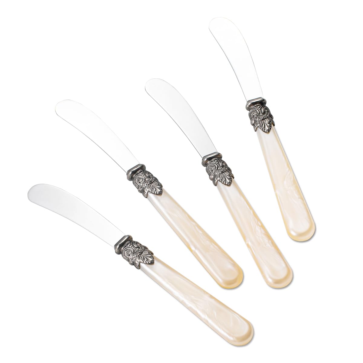 XIAOCORI 4-piece Stainless Steel Butter Spreader Knives,Butter Knife Set with Handle,Cheese Utensils for Charcuterie Board Cream Cake Condiment Sandwich (Champagne)