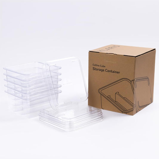 Klaris Collins Cube Storage Container (5 pk) - Craft Ice Storage Containers with Lids | Easily Stack and Store in Freezer | Compact and Robust | Keeps Cubes Fresh and Clear