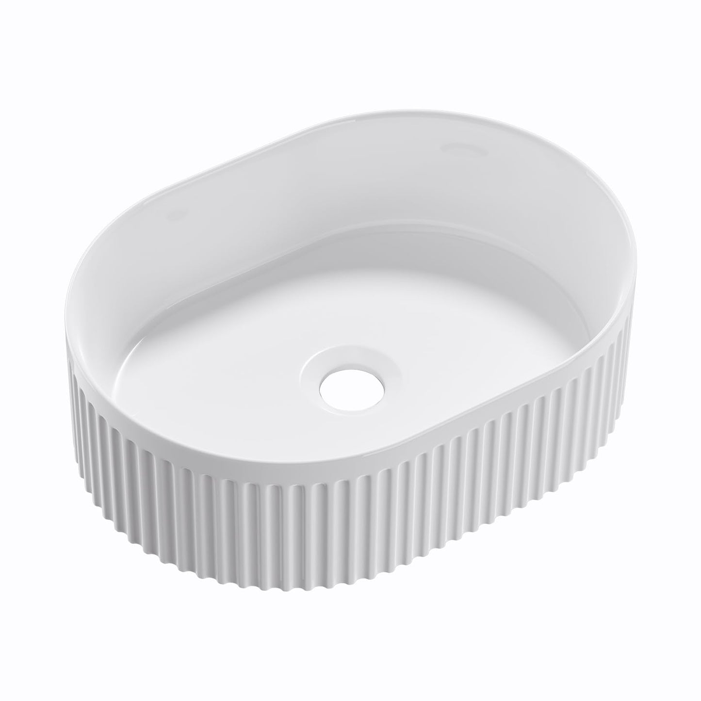 Oval Vessel Sink 16 Inch Above Counter - White Ceramic Countertop Bathroom Sink, 16" x 12" Modern Vanity Art Basin Porcelain Hand Wash Basin