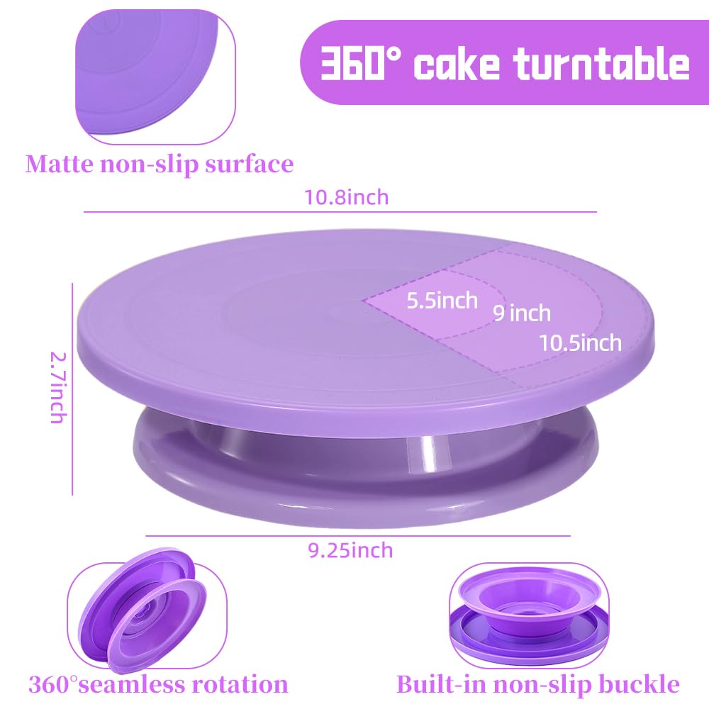 Cake Stand Rotating Turntable kit with Reusable Piping Bag and Piping Tips,Offset Spatula,Cake Decorating Tools for Beginners