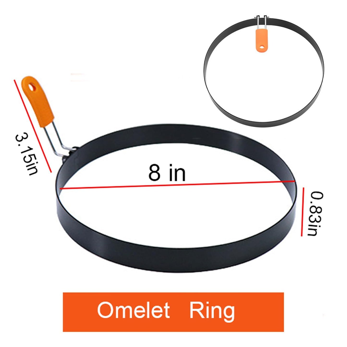 4 Packs Large 8 Inch Omelette Ring for Griddle, Non-Stick Stainless Steel 8" Griddle Omelet Rings,Large Omelet Mold Pancake Ring Mold Crumpet Circle Silicone Handle with Spatula and Oil Brush