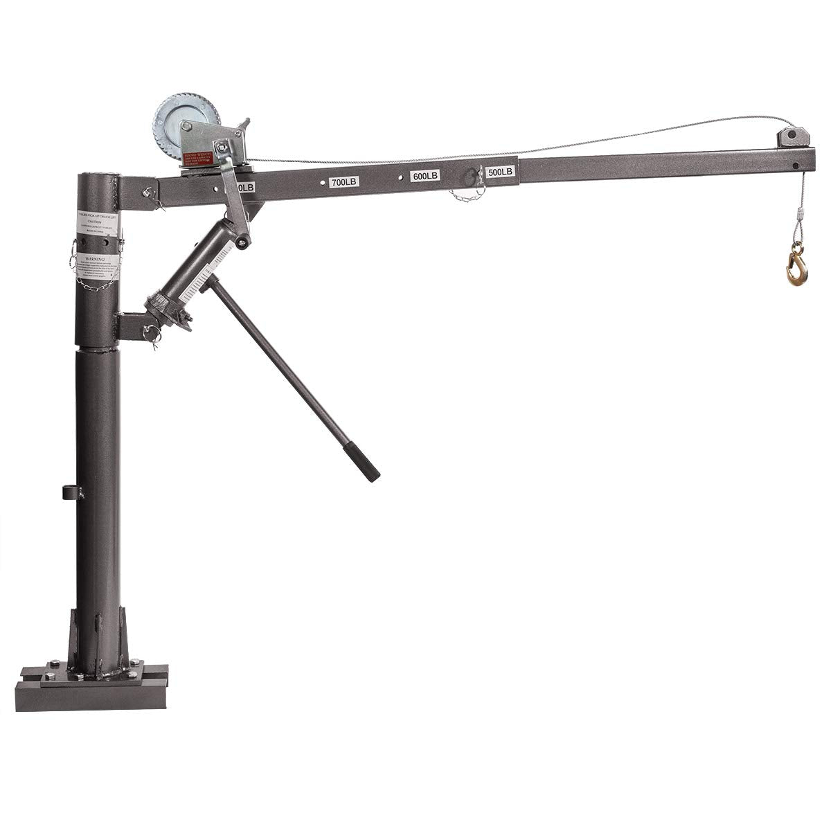 Stark USA 1/2 Ton Hydraulic Cable Winch Tow Pickup Truck Telescopic Crane Lift Hoist Load Crane Extension Swivel Base Mount (1100 LBS) Capacity