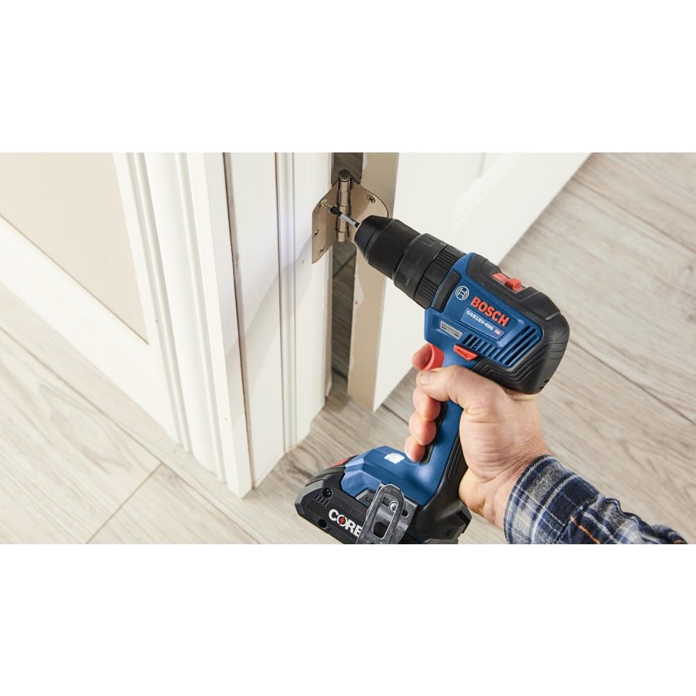 Bosch GXL18V-233B25 18V 2-Tool Combo Kit with 1/2 In. Hammer Drill/Driver, Two-In-One 1/4 In. and 1/2 In. Bit/Socket Impact Driver/Wrench and (2) CORE18V® 4 Ah Advanced Power Batteries