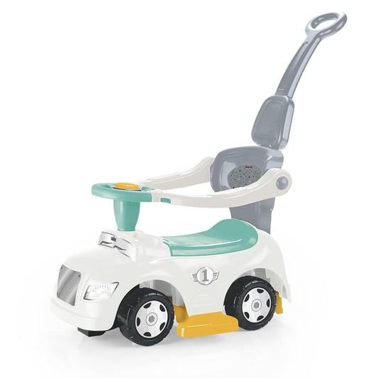 DOLU: Ride-On Car: 3-in-1 Walk & Drive - White, Green, Yellow - 3 Modes: Stroller-Walker-Push Car, Parent Handle, Horn, Baby & Toddler Ages 12 Mo+
