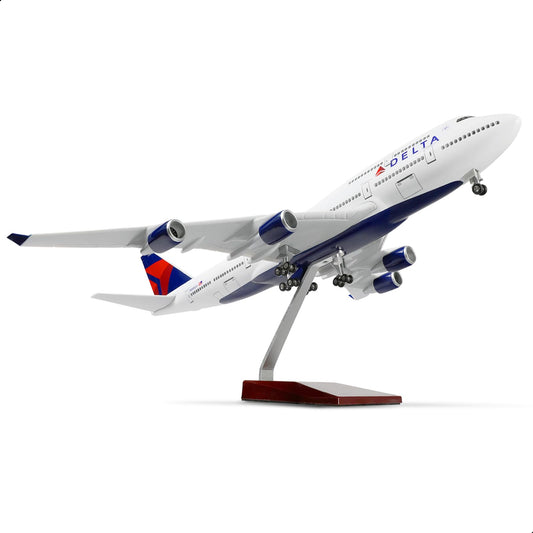 QIYUMOKE 747 1/160 Large Scale Airplane Model 18-inch Lfor Boeing 747 Prebuilt Airplane Model for Adult Plane 747 with Stand for Aviation Enthusiasts Gifts or Display Decorations