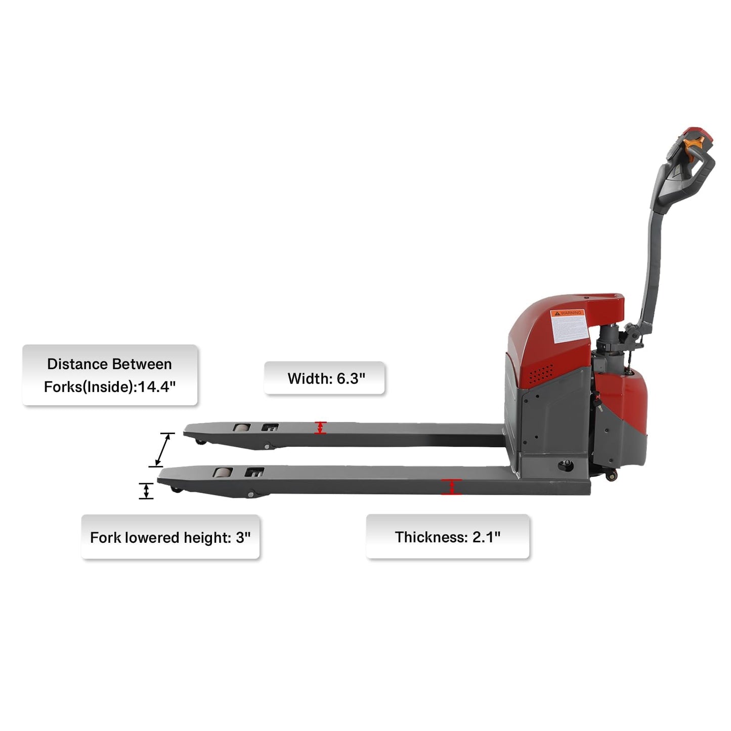 Tory Carrier Electric Pallet Jack Truck Powered Wakie Trucks 4400 Lb. Capacity 48 x 27 Forks Long Battery Life, Multifunctional Handle, Used for Handling & Storage & Lifting