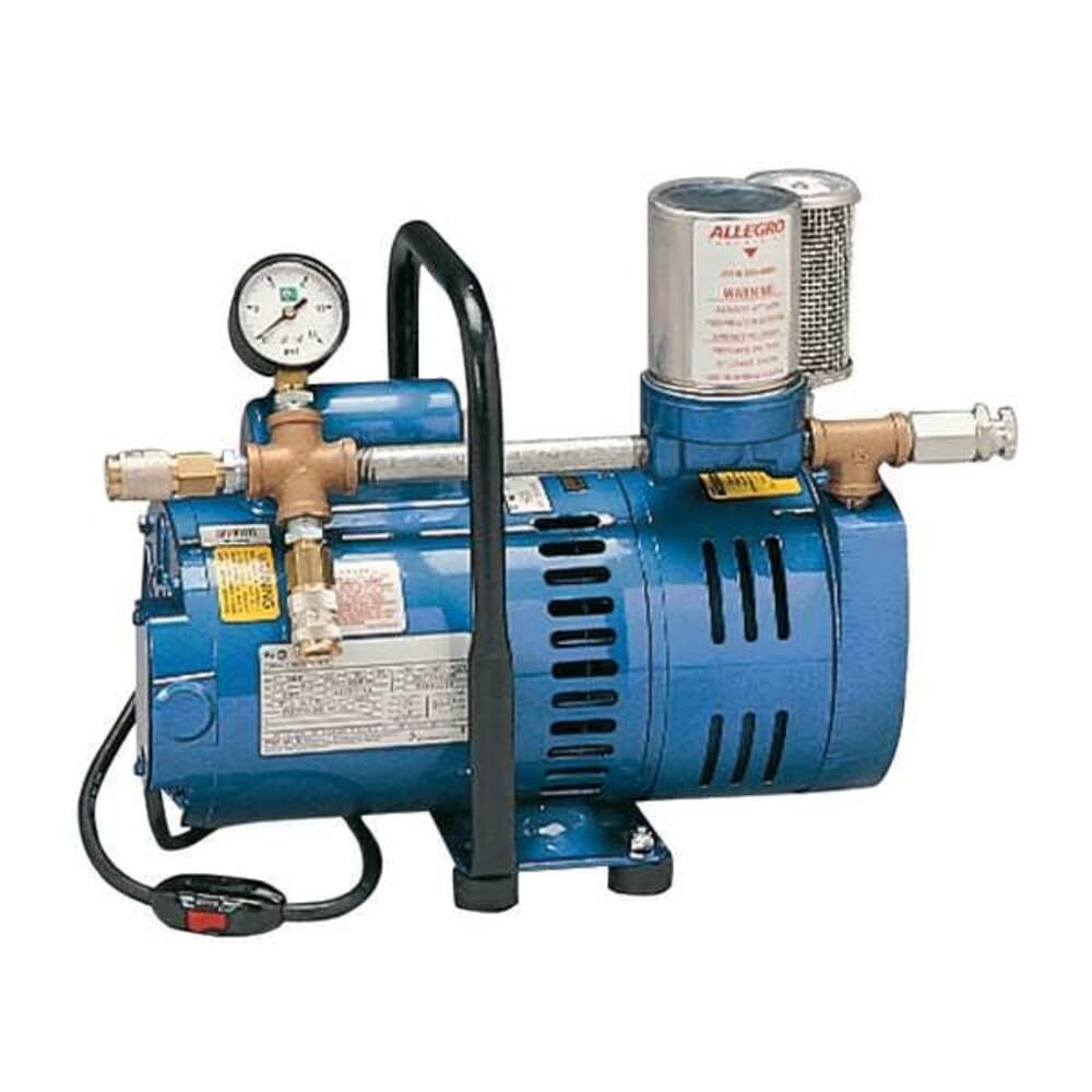 Allegro 9821 | A-750 Breathing Air Pump | ¾ HP Oil-Less Rotary Vane | Portable Low-Pressure Air Source | 0–10 CFM, 2–12 psi | for 1–2 Respirator Users or 1 Hood | UL Recognized Motor
