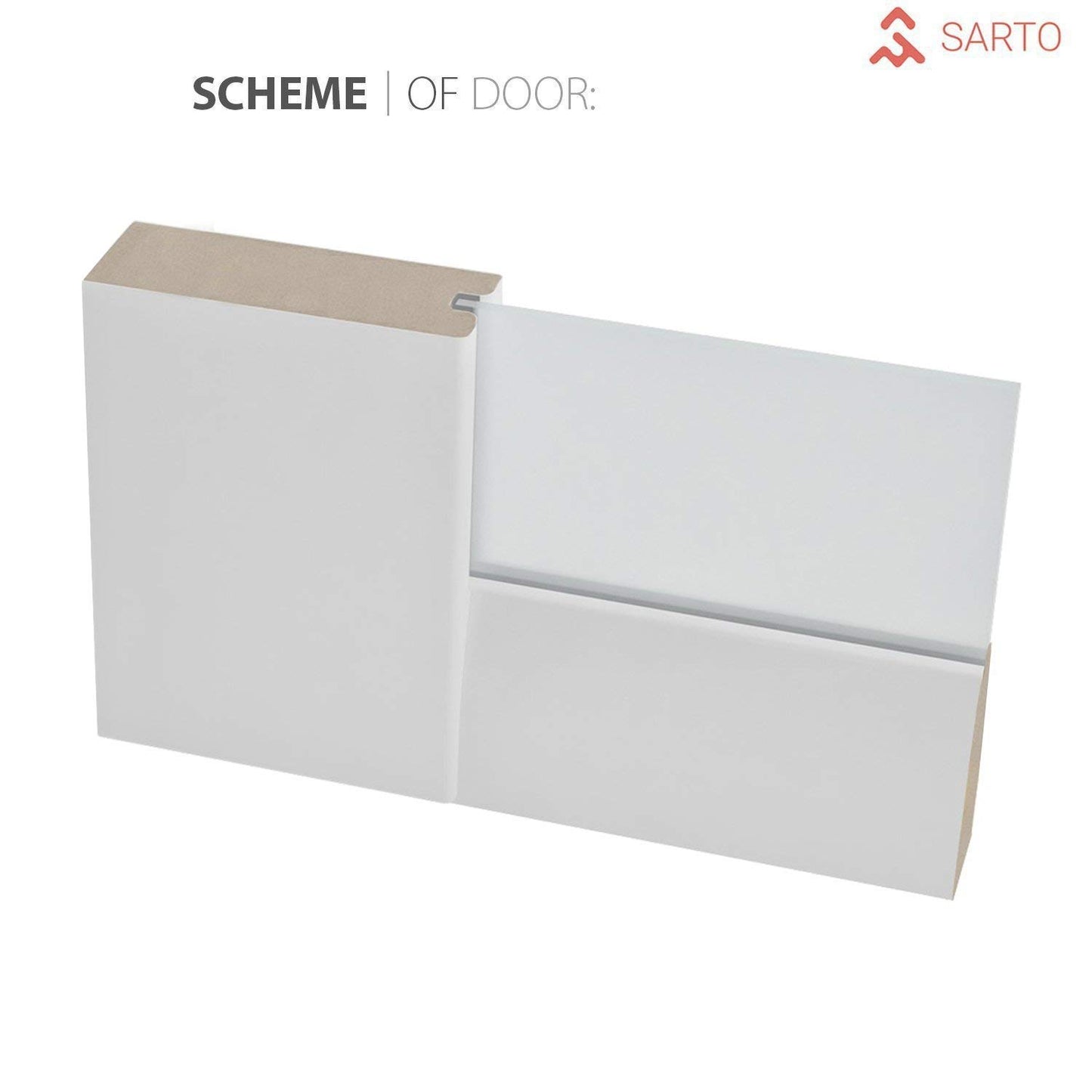 SARTODOORS Quadro 4002 | Interior Single Sliding barn Door with Frosted Glass, MDF, 28x84, White, Modern Style | Hardware Included