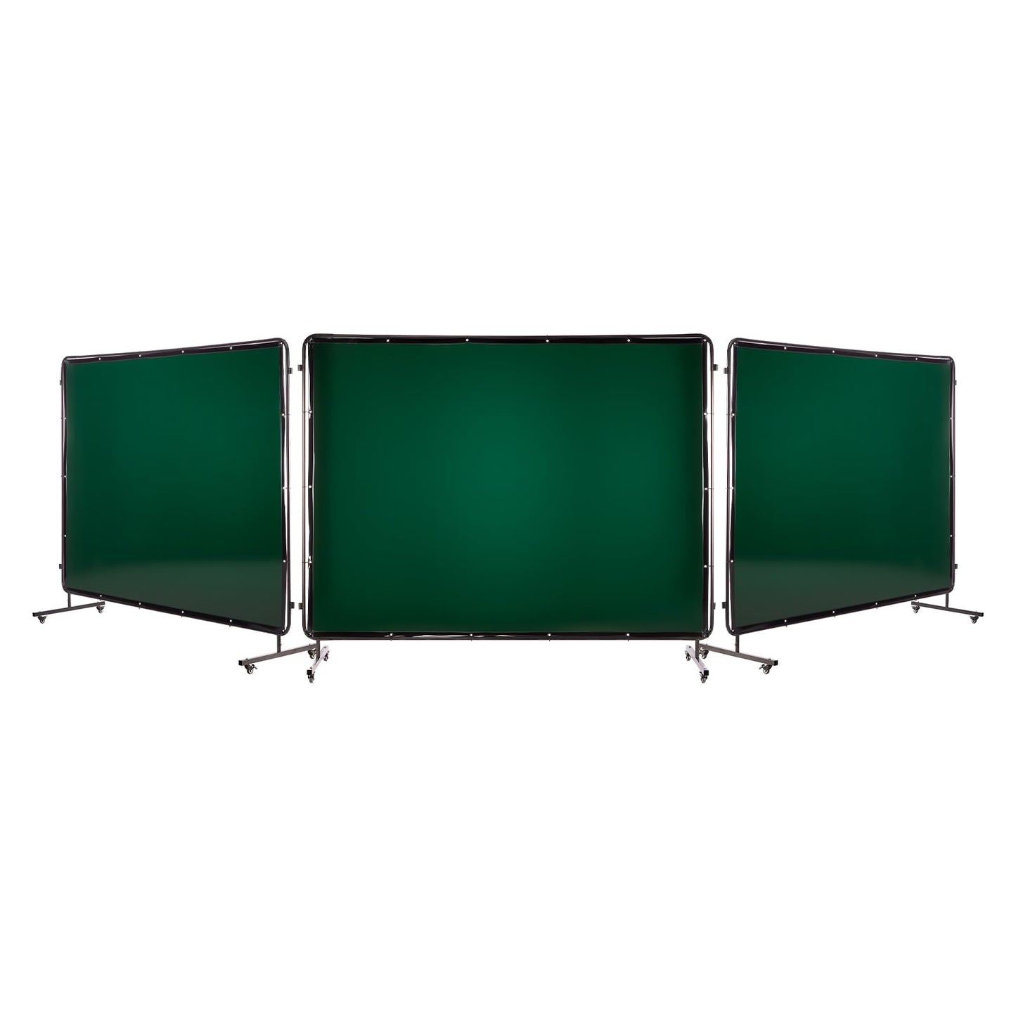 VEVOR Welding Screen with Frame, 3-Panel 6 x 8 FT Welding Curtain Screen, Flame-Resistant Vinyl Safety Protection Screens with 12 Wheels & 6-Level UV Protection for Workshop/Industrial Use, Dark Green