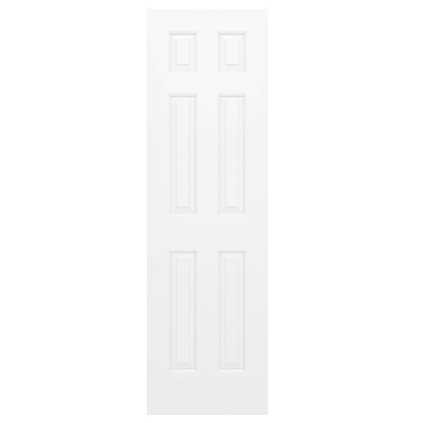 JUBEST 24"x80" Raised 6-Panel Textured White Primed Hollow Core Interior Molded Door Slab, NOT Pre-drilled and NOT Included Hardware, Paintable Interior Door for Pantry, Laundry, Office