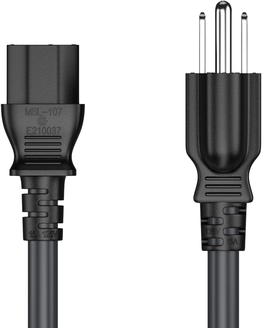 Cable Leader 4ft 14AWG 5-15P C13 3-Prong Computer Power Cord, NEMA to IEC AC Power Cable, Heavy Duty Replacement Power
