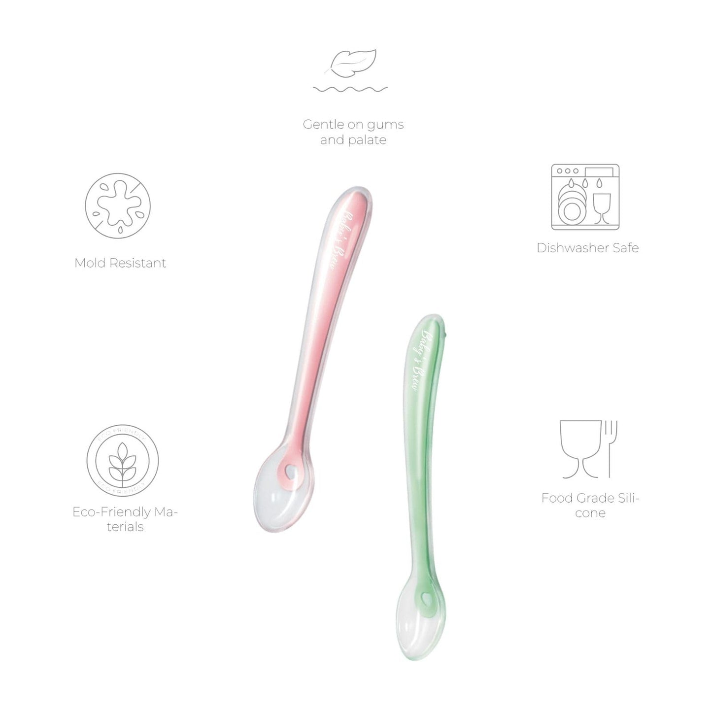 Baby's Brew Flexi Spoons + Travel Case - Silicone Baby Spoons (6.25, 2, Units)