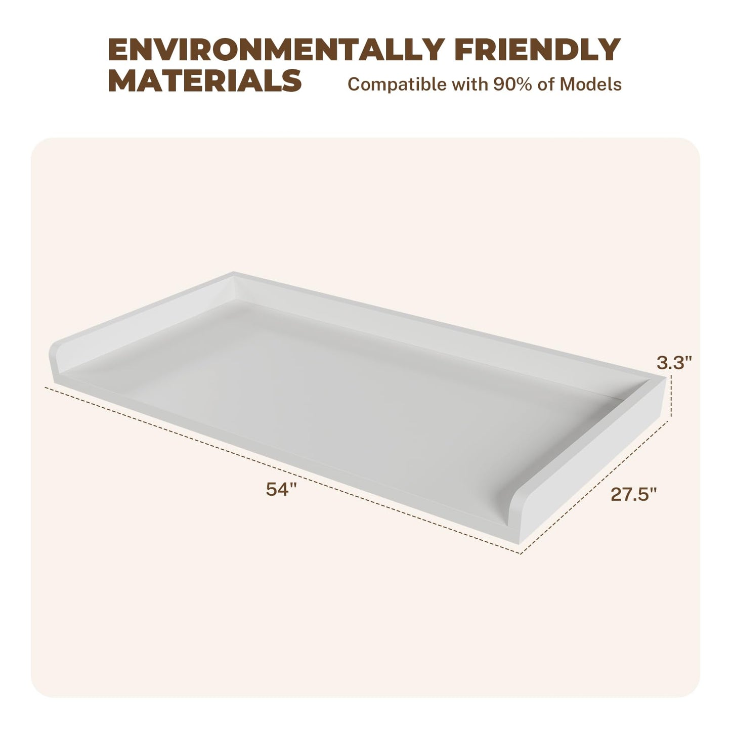 FAHKNS Washer Dryer Countertop - 54" Wood Laundry Washer Dryer Topper with Anti-Slip Mat, Waterproof Laundry Room Organization, Elegant & Space-Saving, White