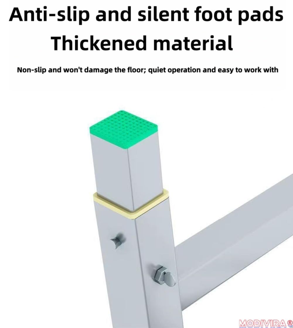 Modivira Folding Scaffolding with Adjustable Heights Heavy Duty Portable Steel Ladder with Non-Slip Feet for roof Cleaning Paint Home Improvement (A,62.99" * 15.75")