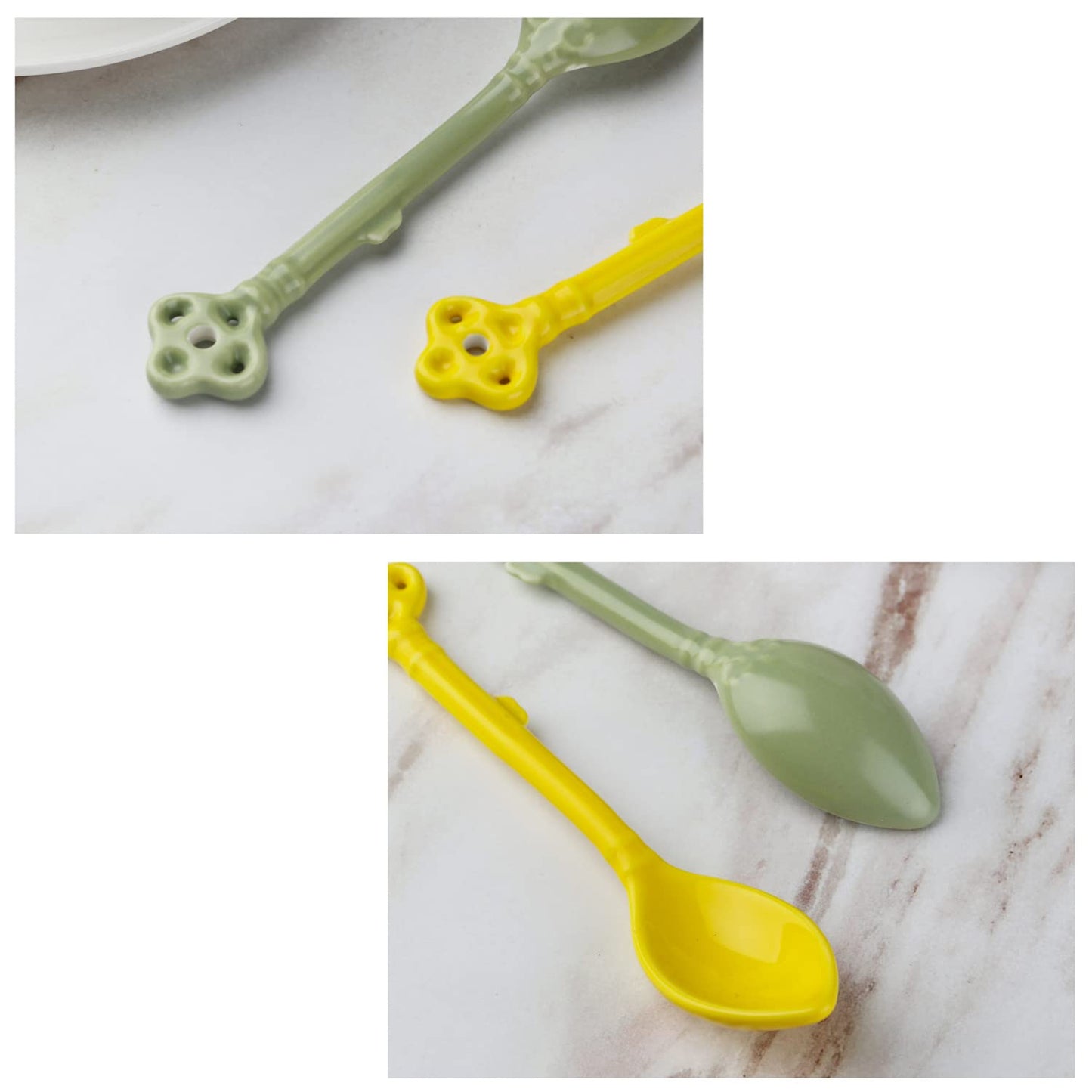 Ceramic Espresso Demitasse Spoons Set of 6 for Coffee, Dessert, Tea, Ice Cream