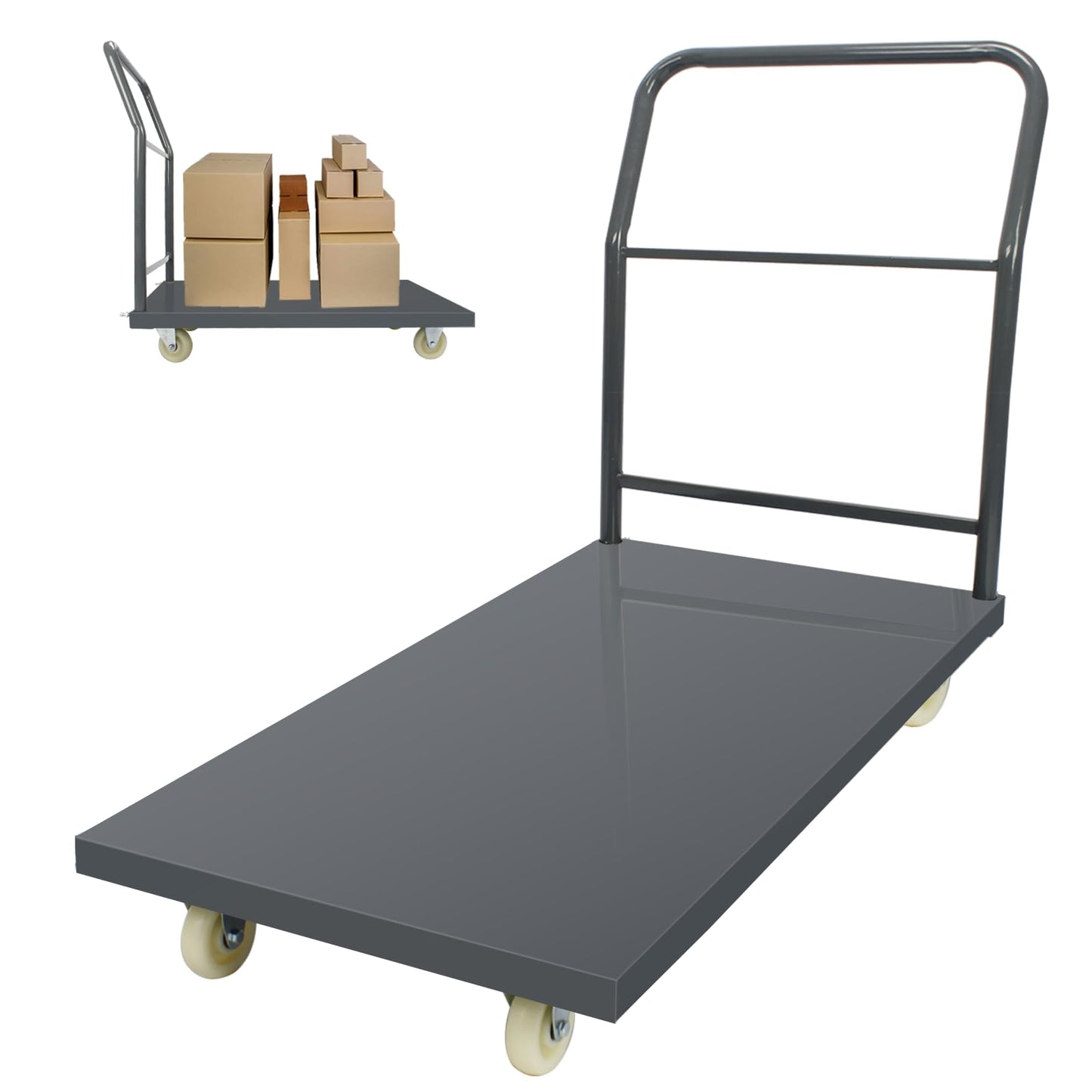 Heavy Duty Platform Truck Moving Flatbed Cart, 2000 LBS Dolly Cart Flatform with Wheels and Handle, 24"" x36 Push Dolly, Steel Flatbed Cart for Luggage Moving, Shopping (24"" x36)