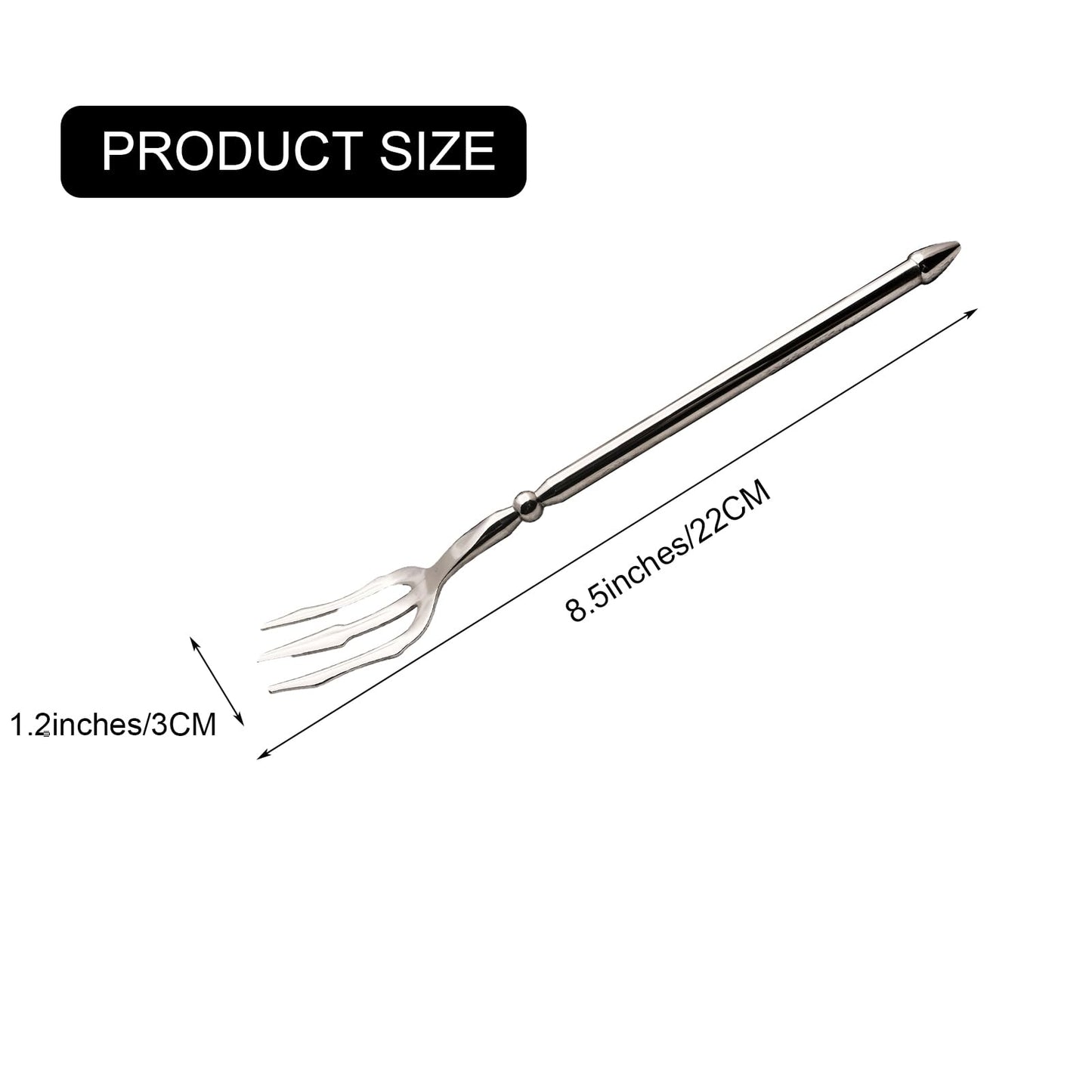 CHENSHUO Stainless Steel Dinner Fork,Meat Cooking Gourmet Steak Round Handle Long Handle Fork Used In Kitchen Restaurant,2 Pieces,Silver.